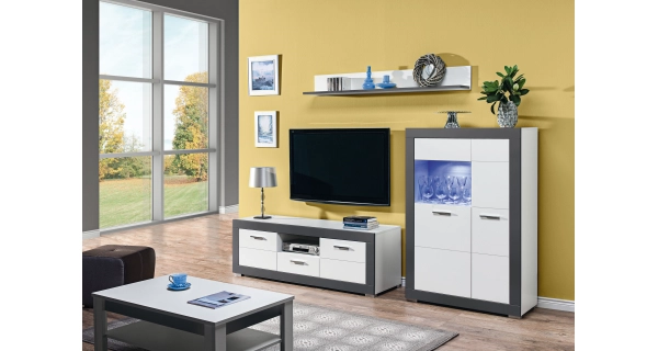 Závěsná polička JAMASOTA, bílý mat/grafit