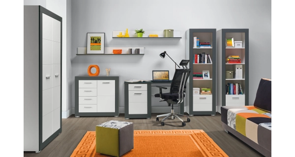 Závěsná polička JAMASOTA, bílý mat/grafit