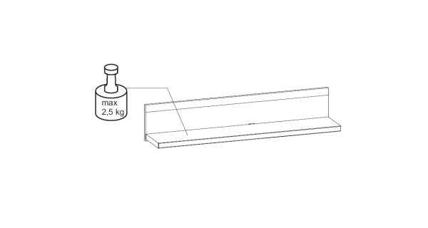Závěsná polička MANDOLIN typ 1, bílý vysoký lesk