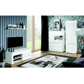 Závěsná polička MANDOLIN typ 1, bílý vysoký lesk