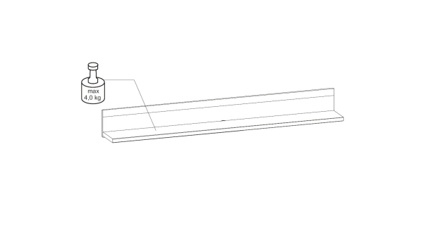 Závěsná polička MANDOLIN typ 2, bílý vysoký lesk