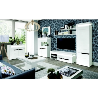 Závěsná polička MANDOLIN typ 2, bílý vysoký lesk