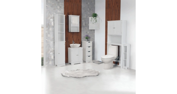 Závěsná rohová police NEATE, bílá