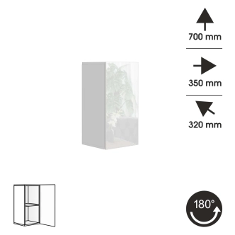 Závěsná skříňka ANTOFALLA typ 2, bílá/bílý lesk