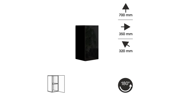 Závěsná skříňka ANTOFALLA typ 2, černá/černý lesk