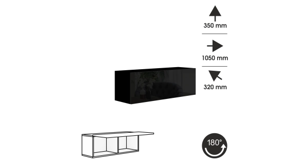 Závěsná skříňka ANTOFALLA typ 6, černá/černý lesk