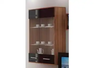 Závěsná skříňka DAMARA, švestka/černý lesk