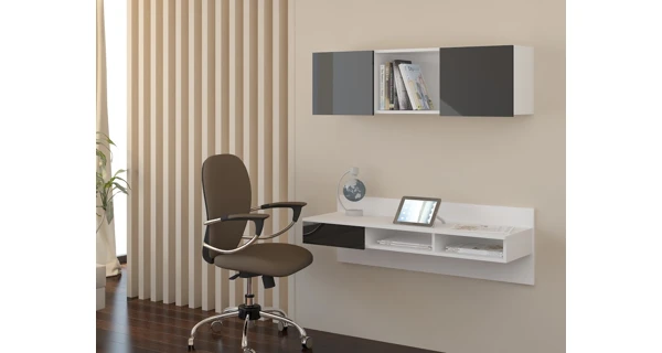 Závěsná skříňka DELIA, bílá/černý lesk