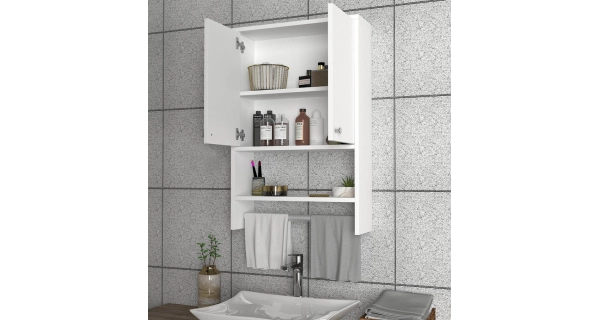 Závěsná skříňka do koupelny EZRA, bílá