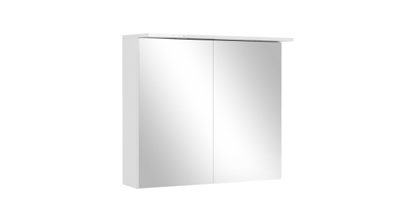 Závěsná skříňka DRUPER se zrcadlem a osvětlením, bílá
