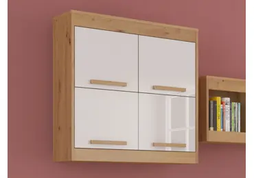 Závěsná skříňka GATTON 4D, dub artisan/bílý lesk