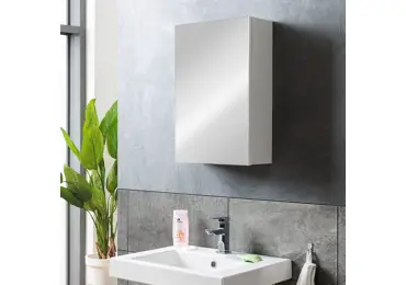 Závěsná skříňka GLASY 1D se zrcadlem, bílá