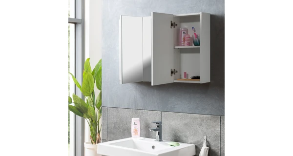 Závěsná skříňka GLASY 3D se zrcadlem, bílá