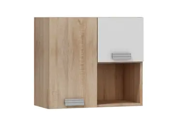 Závěsná skříňka KEATING, dub sonoma/bílý lesk