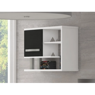 Závěsná skříňka LEHUA, bílá/černý lesk