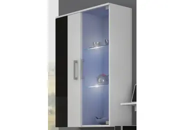 Závěsná skříňka MANGONA, bílá/černý lesk