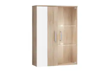 Závěsná skříňka MANGONA, dub sonoma/bílý lesk