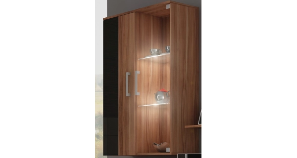 Závěsná skříňka MANGONA, švestka/černý lesk, 5 let záruka