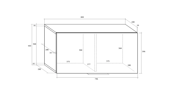 Závěsná skříňka OSMAK 1DPZ, černá/bílý lesk, 5 let záruka