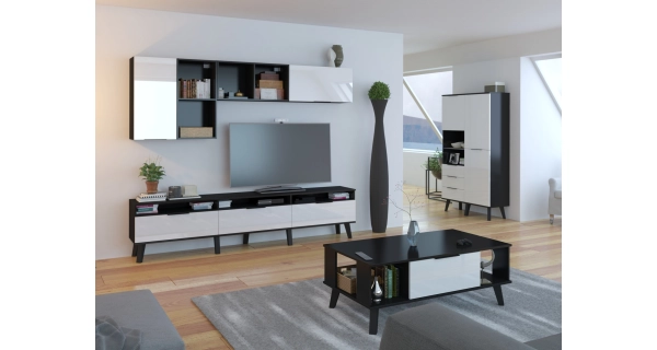 Závěsná skříňka OSMAK 1DPZ, černá/bílý lesk, 5 let záruka