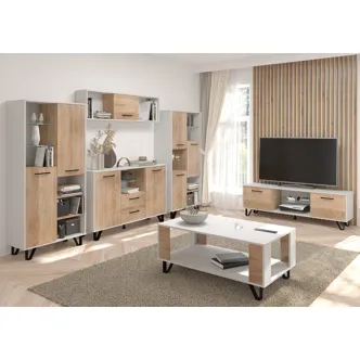 Závěsná skříňka PRUDHOE 1D, bílá/dub sonoma