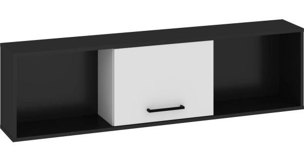 Závěsná skříňka PRUDHOE 1D, černá/bílý lesk, 5 let záruka