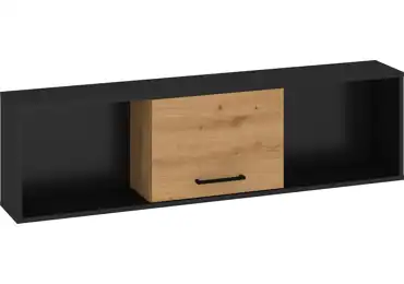 Závěsná skříňka PRUDHOE 1D, černá/dub artisan