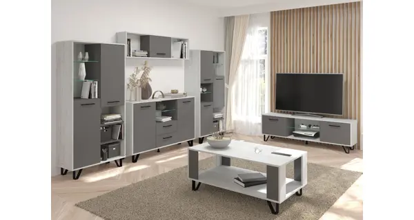 Závěsná skříňka PRUDHOE 1D, craft bílý/grafit, 5 let záruka