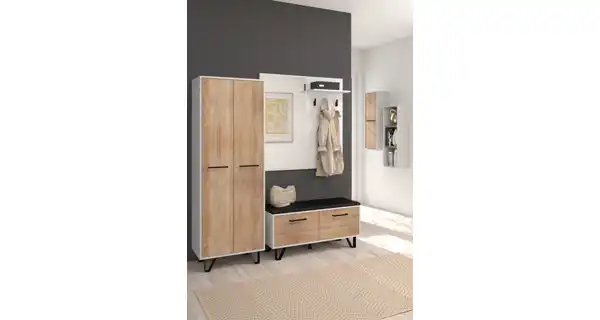 Závěsná skříňka PRUDHOE 1P, bílá/dub sonoma