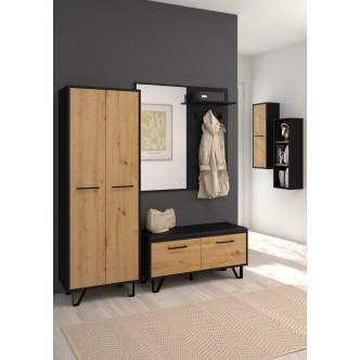 Závěsná skříňka PRUDHOE 1P, černá/dub artisan, 5 let záruka