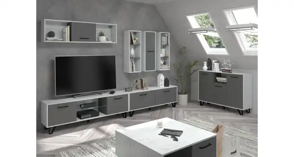 Závěsná skříňka PRUDHOE 1P, craft bílý/grafit, 5 let záruka