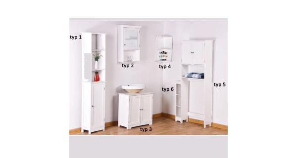 Závěsná skříňka se zrcadlem NEATE, bílá