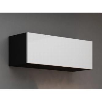 Závěsná vitrína KEAGEN 90 cm - plná dvířka, černá/bílý lesk