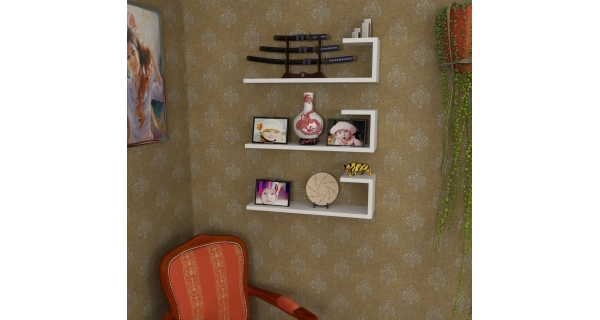 Závěsné police HELVELLYN - 3 ks, bílé