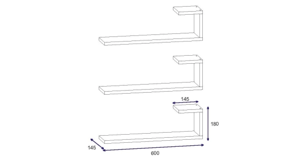 Závěsné police HELVELLYN - 3 ks, bílé