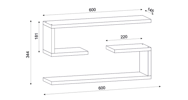 Závěsné police REO - 2 ks, bílé