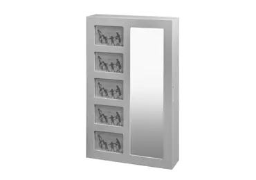 Závěsné zrcadlo se šperkovnicí JERAI, bílá