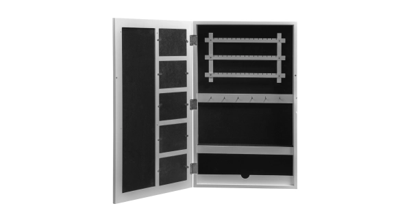 Závěsné zrcadlo se šperkovnicí JERAI, bílá