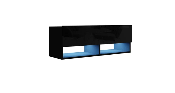 Závěsný televizní stolek ANTOFALLA 105, černá/černý lesk DOPRODEJ