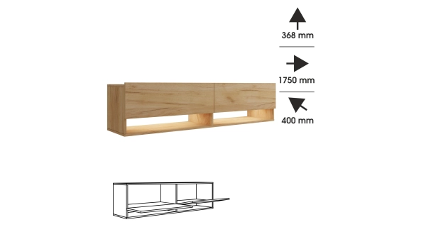 Závěsný televizní stolek ANTOFALLA 175, dub craft