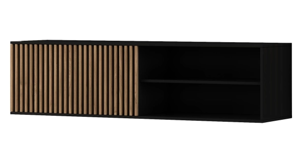 Závěsný televizní stolek CHRISTOBEL, černý mat/dub artisan