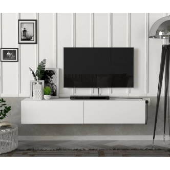 Závěsný televizní stolek HEKET, bílý