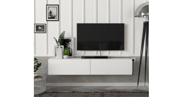 Závěsný televizní stolek HEKET, bílý