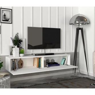 Závěsný televizní stolek HEKET, bílý