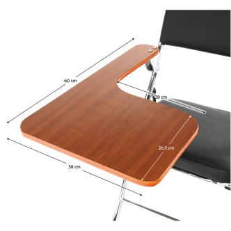 Židle KERTE s deskou na psaní, černá/přírodní