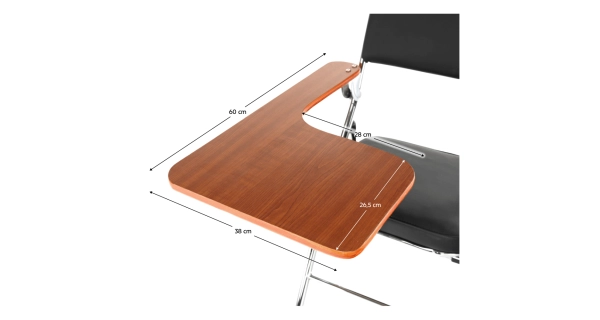 Židle KERTE s deskou na psaní, černá/přírodní