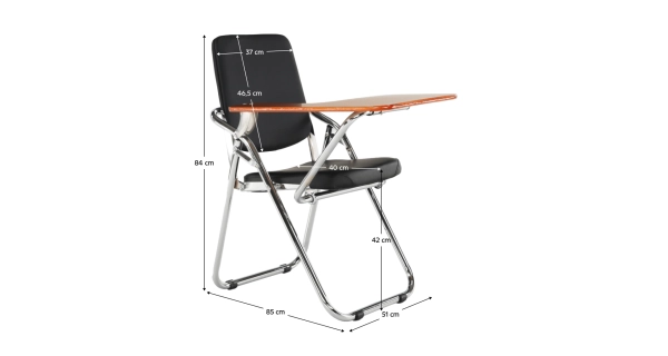 Židle NERSO s deskou na psaní, černá/přírodní